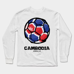 Cambodia Football Country Flag Long Sleeve T-Shirt